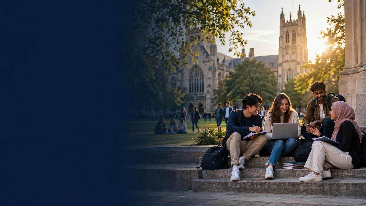 Universität Campus mit internationalen Studierenden