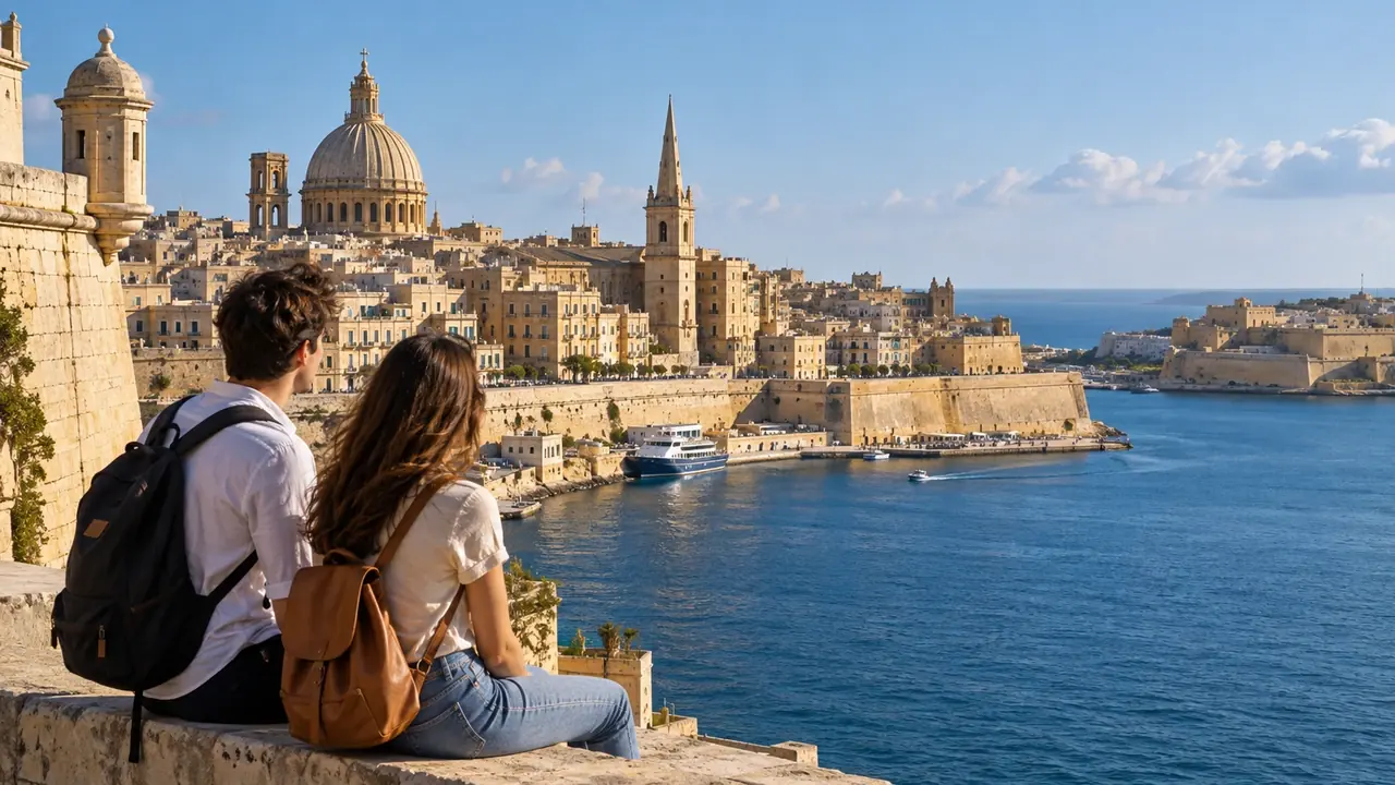 Malta kıyısında uluslararası dil sınıfı